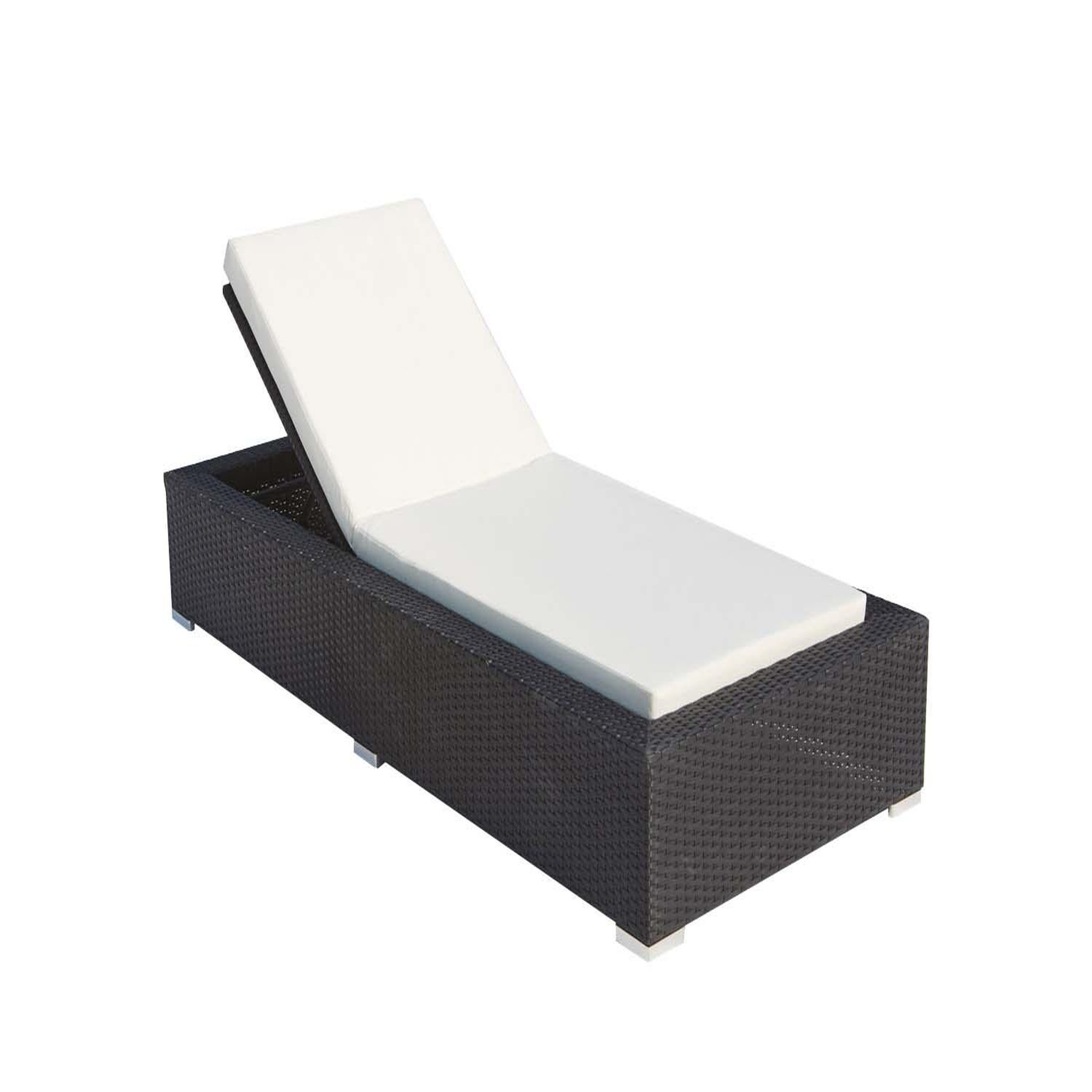 Voir la diapositive 1 : CONCEPT USINE Bain de soleil avec matelas en résine tressée noir et blanc sunshine
