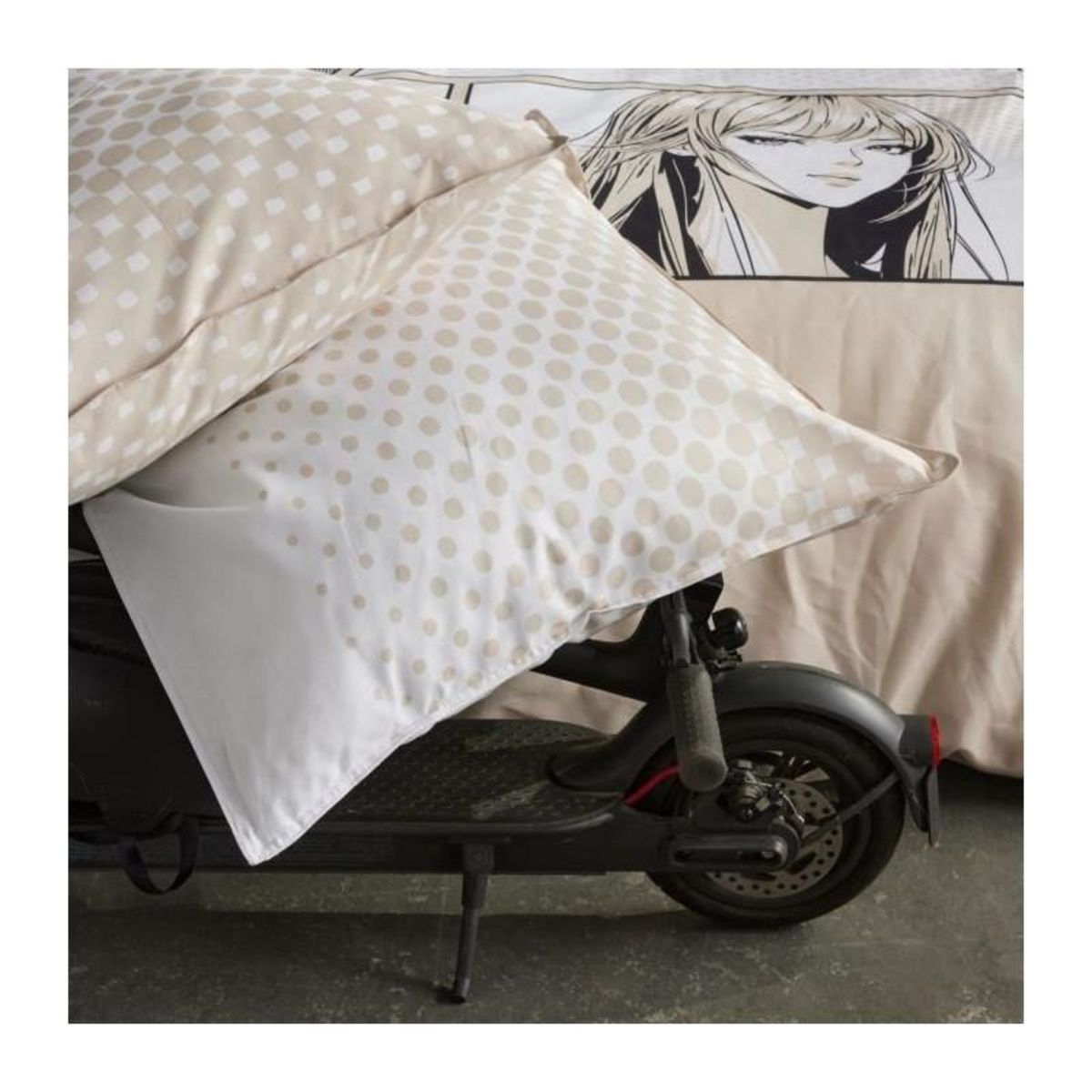 Today Parure de lit - TODAY - JAVA - 2 personnes - 240x220 cm - Coton - Imprimé Manga - Beige