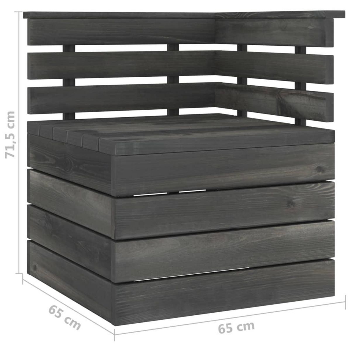 VIDAXL Canape palette d'angle de jardin Bois de pin massif Gris fonce