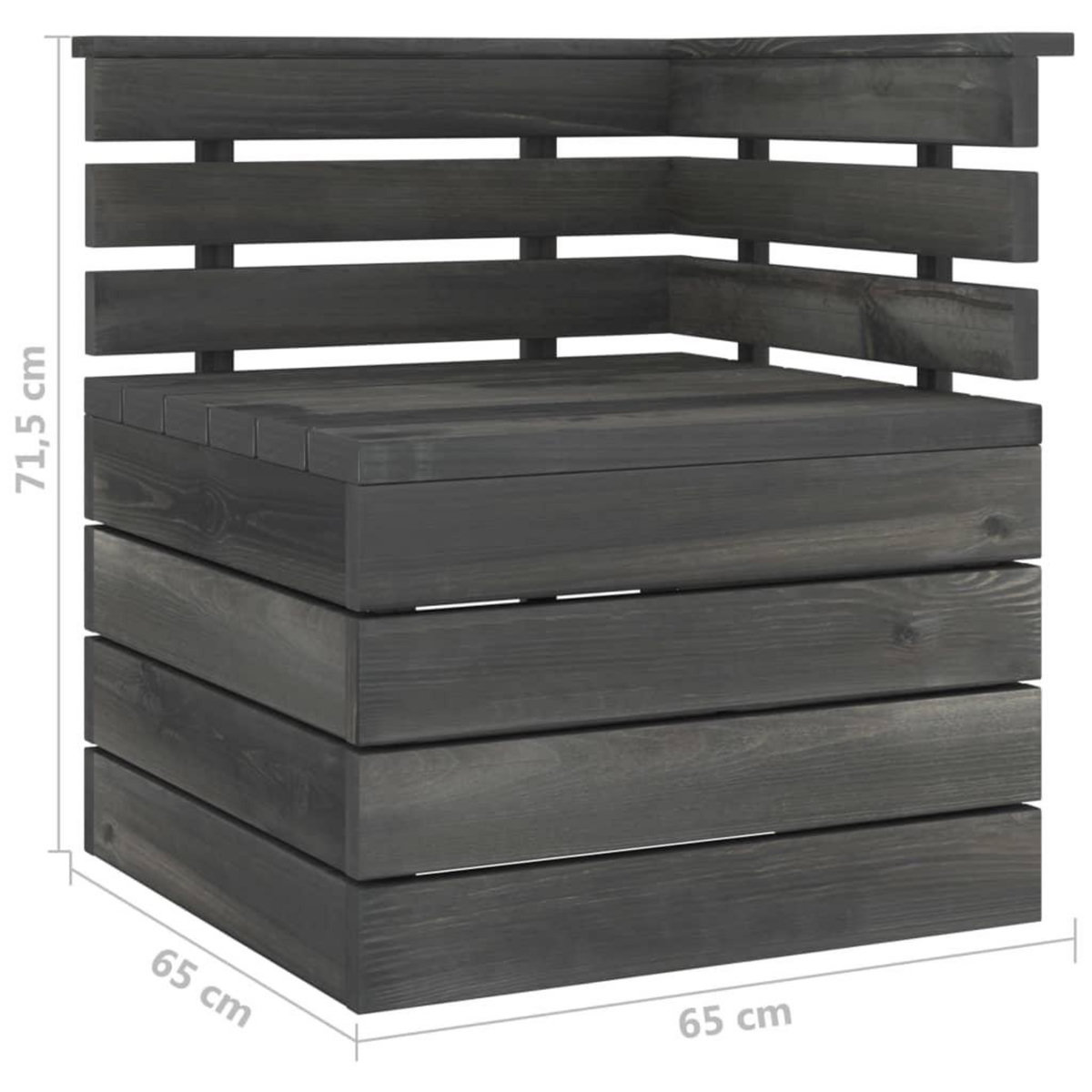 VIDAXL Canape palette d'angle de jardin Bois de pin massif Gris fonce