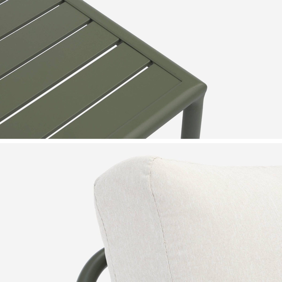 SWEEEK Salon de jardin modulable aluminium kaki et tissu beige 4 places - Arcadia