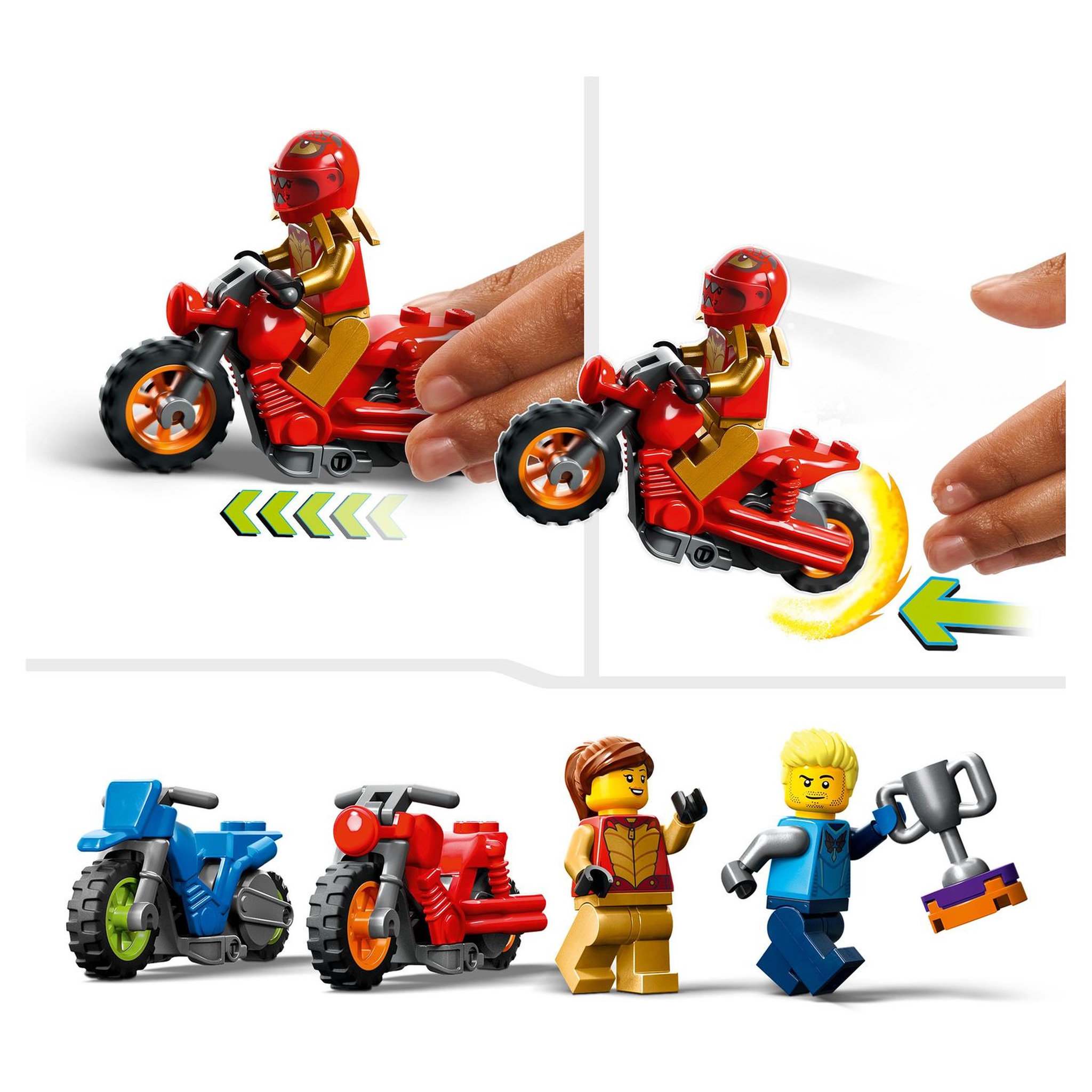 Voir la diapositive 6 : LEGO City 60360 - Le défi de cascade : les cercles rotatifs,  Épreuves pour 1 ou 2 Joueurs avec Moto