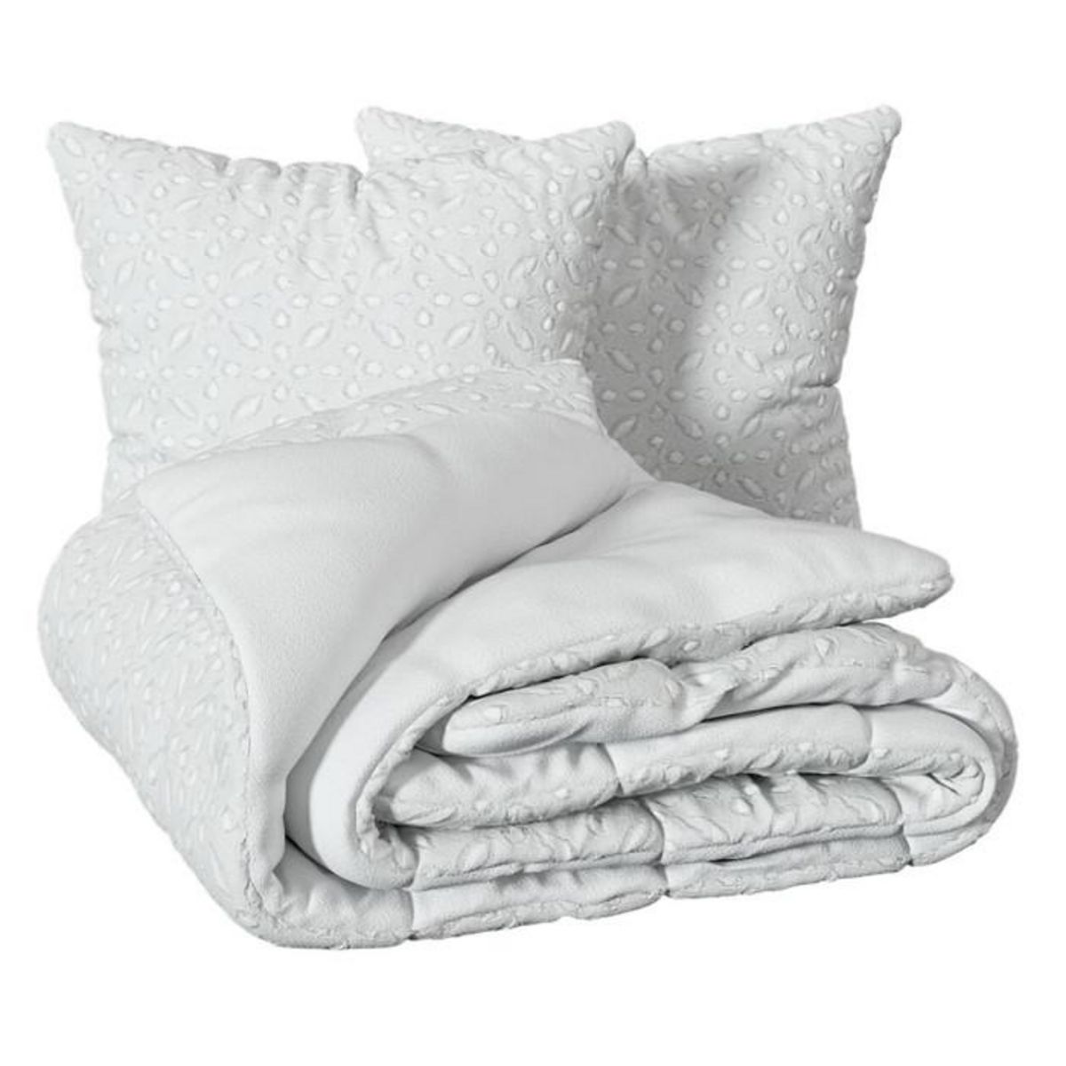 ATMOSPHERA Parure de Lit Jacquard 3 Pièces  Swan  260x240cm Blanc