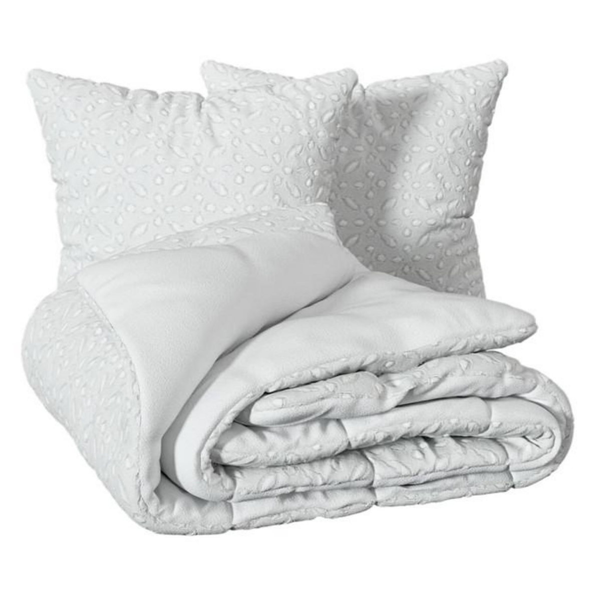 ATMOSPHERA Parure de Lit Jacquard 3 Pièces  Swan  260x240cm Blanc