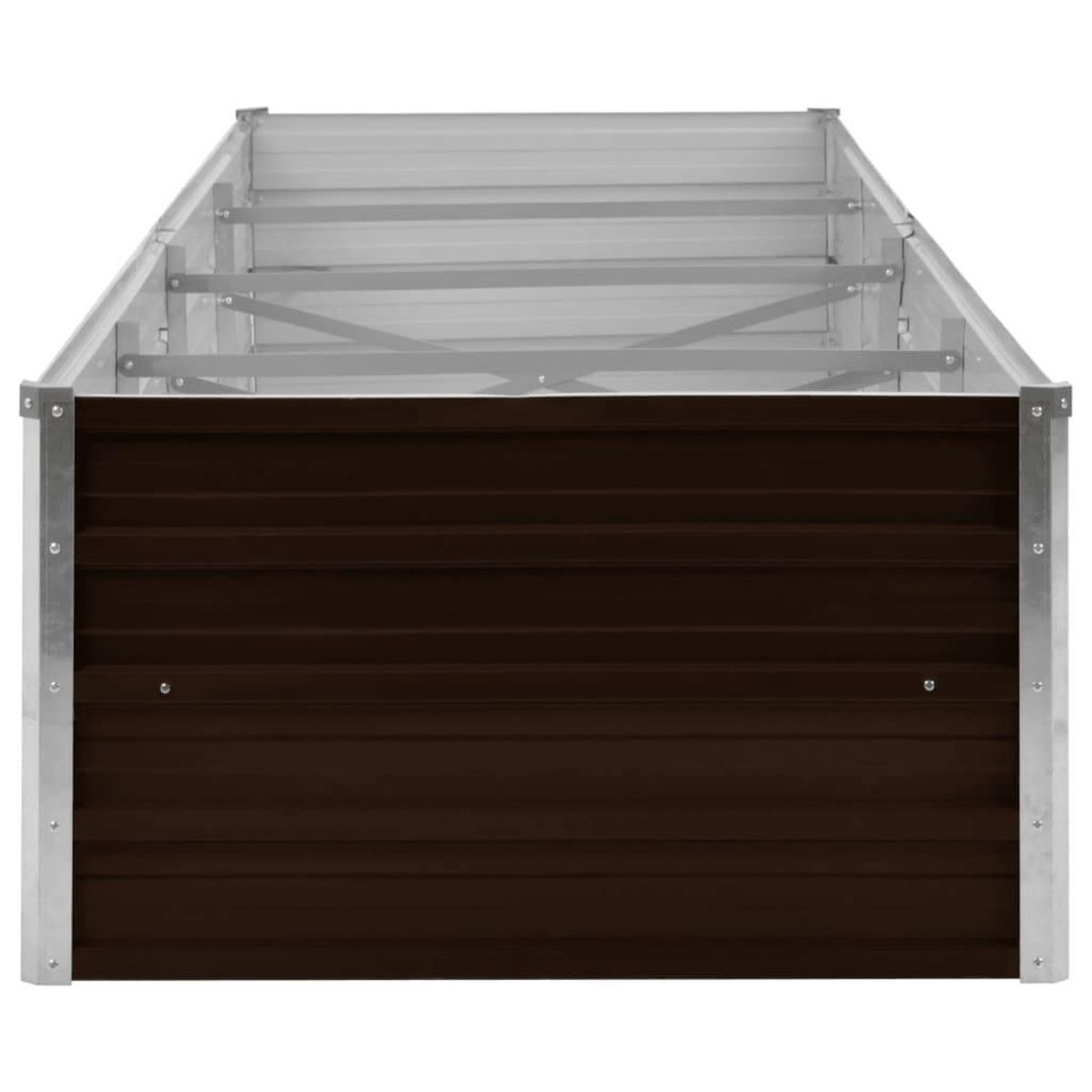 VIDAXL Lit sureleve de jardin Marron 320x80x45 cm Acier galvanise