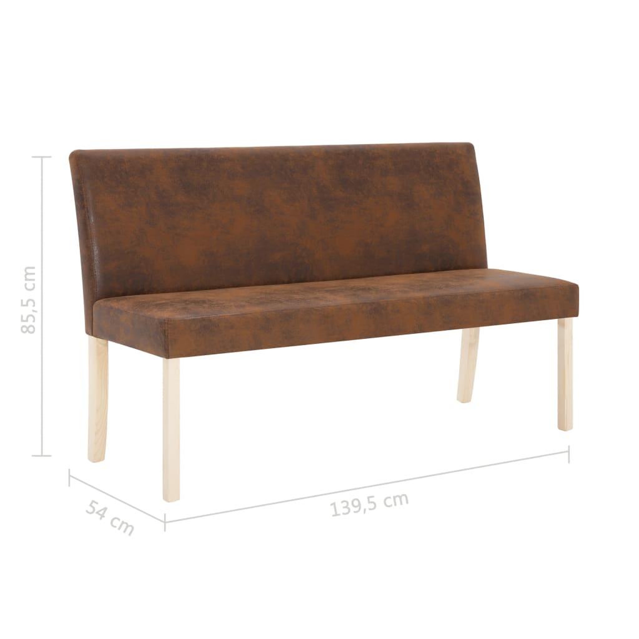 Voir la diapositive 6 : VIDAXL Banc 139,5 cm Marron Similicuir daim