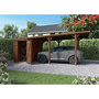 Voir la diapositive 1 : Forest Style Carport avec remise - Bois traité autoclave - 15,8+4m² - LEON