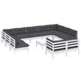 Voir la diapositive 3 : VIDAXL Salon de jardin 12 pcs avec coussins blanc bois de pin solide