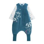 Petit Béguin Turbulette d'hiver en velours avec pieds retroussables et manches amovibles Bianca. Coloris disponibles : Bleu