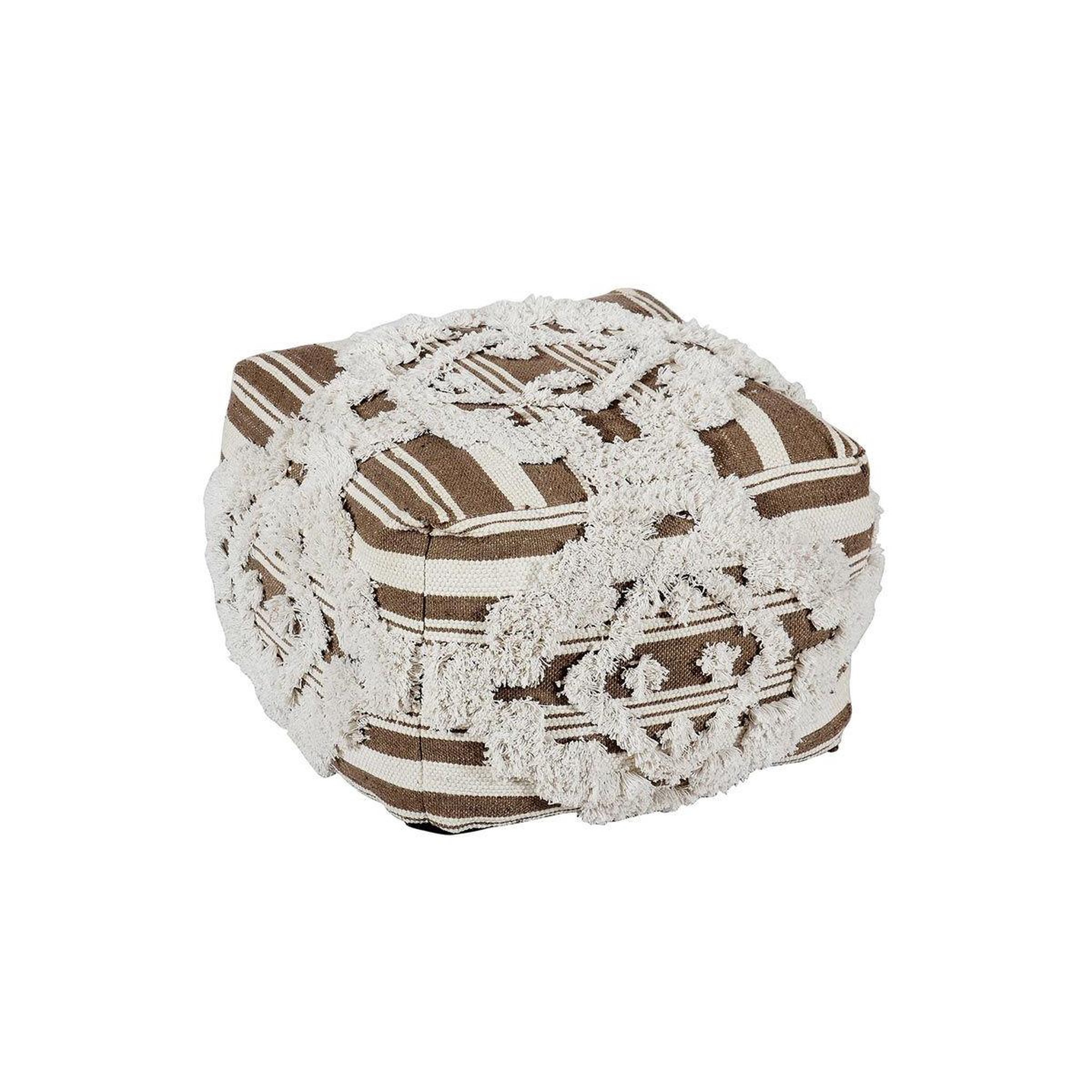 Voir la diapositive 1 : Paris Prix Pouf en Tissu Macramé  Tougan  60cm Marron
