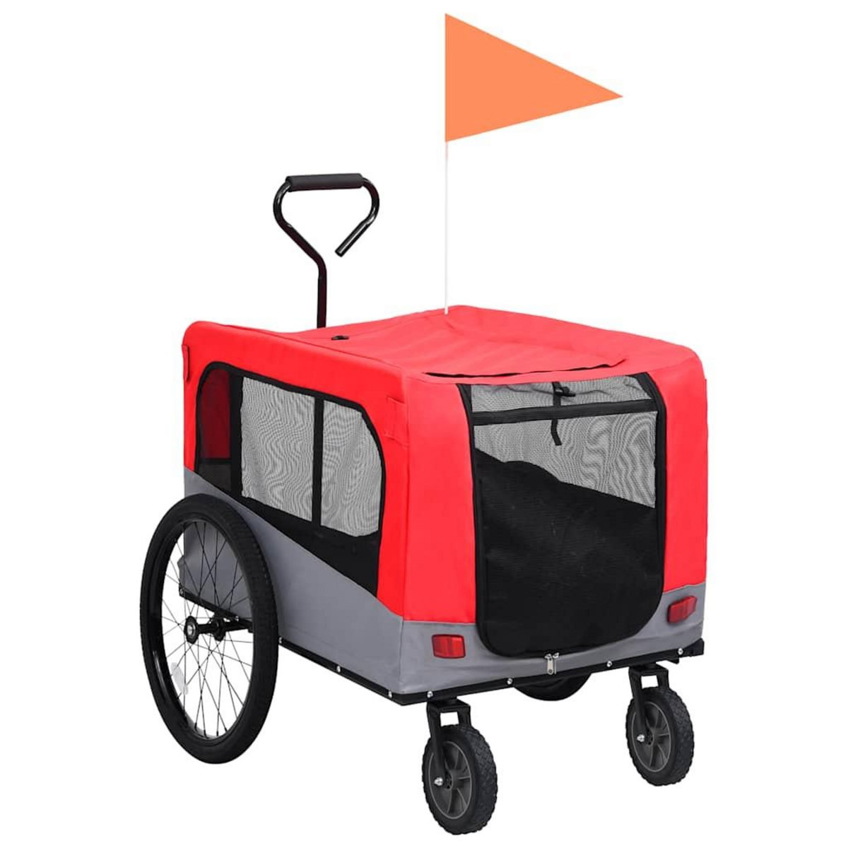 VIDAXL Remorque de velo pour chiens et poussette 2-en-1 rouge et gris