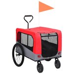 VIDAXL Remorque de velo pour chiens et poussette 2-en-1 rouge et gris