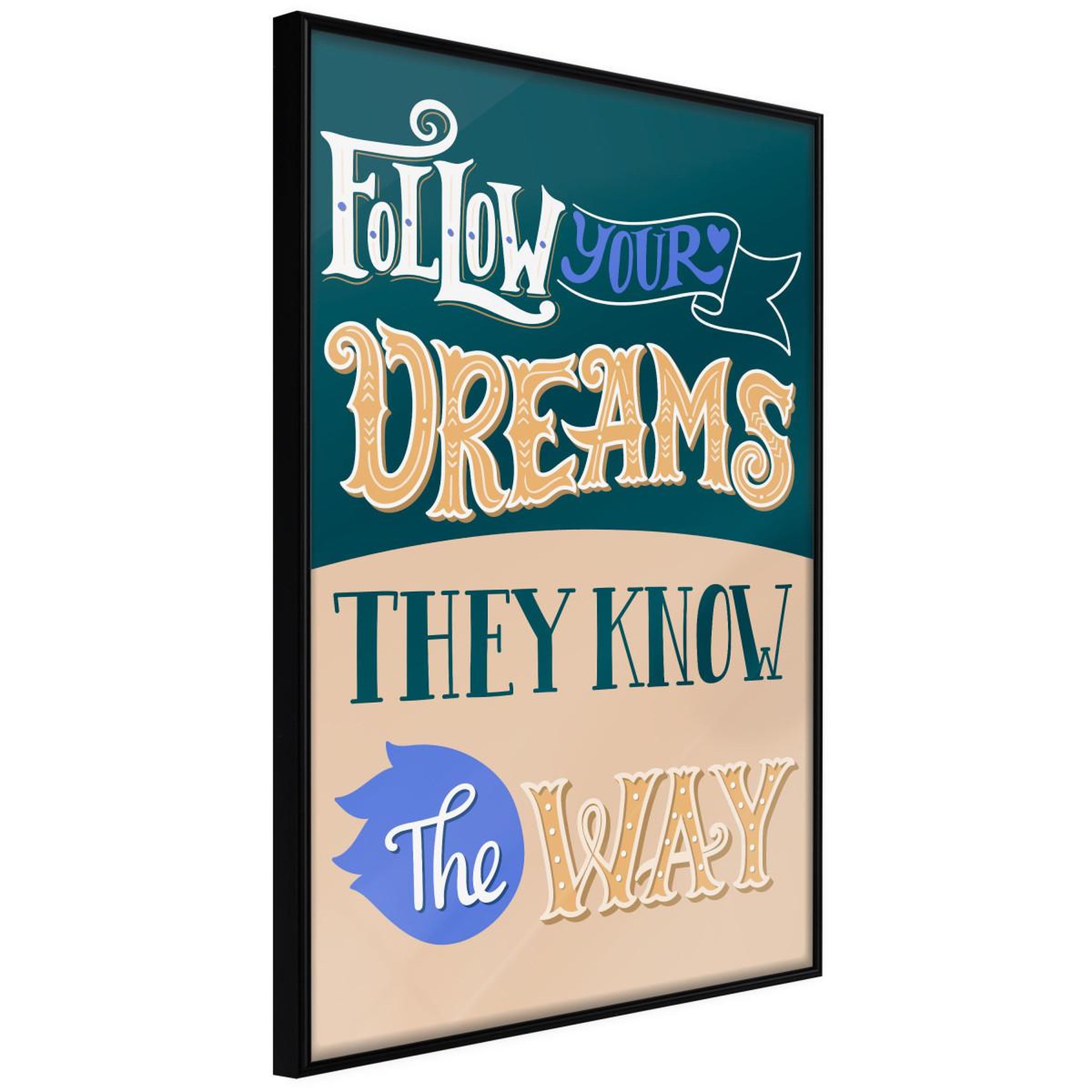Paris Prix Affiche murale encadrée  dreams know the way. Coloris disponibles : Noir, Jaune
