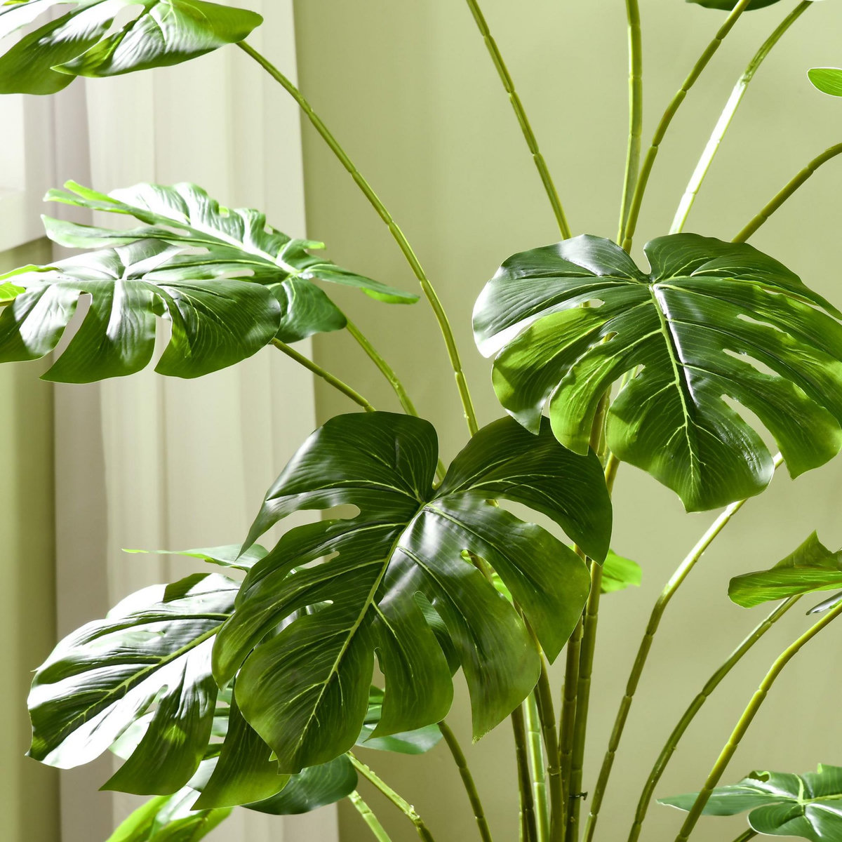 HOMCOM Arbre artificiel plante artificielle Monstera H. 180 cm tronc branches lichen feuilles de tortue grand réalisme pot inclus