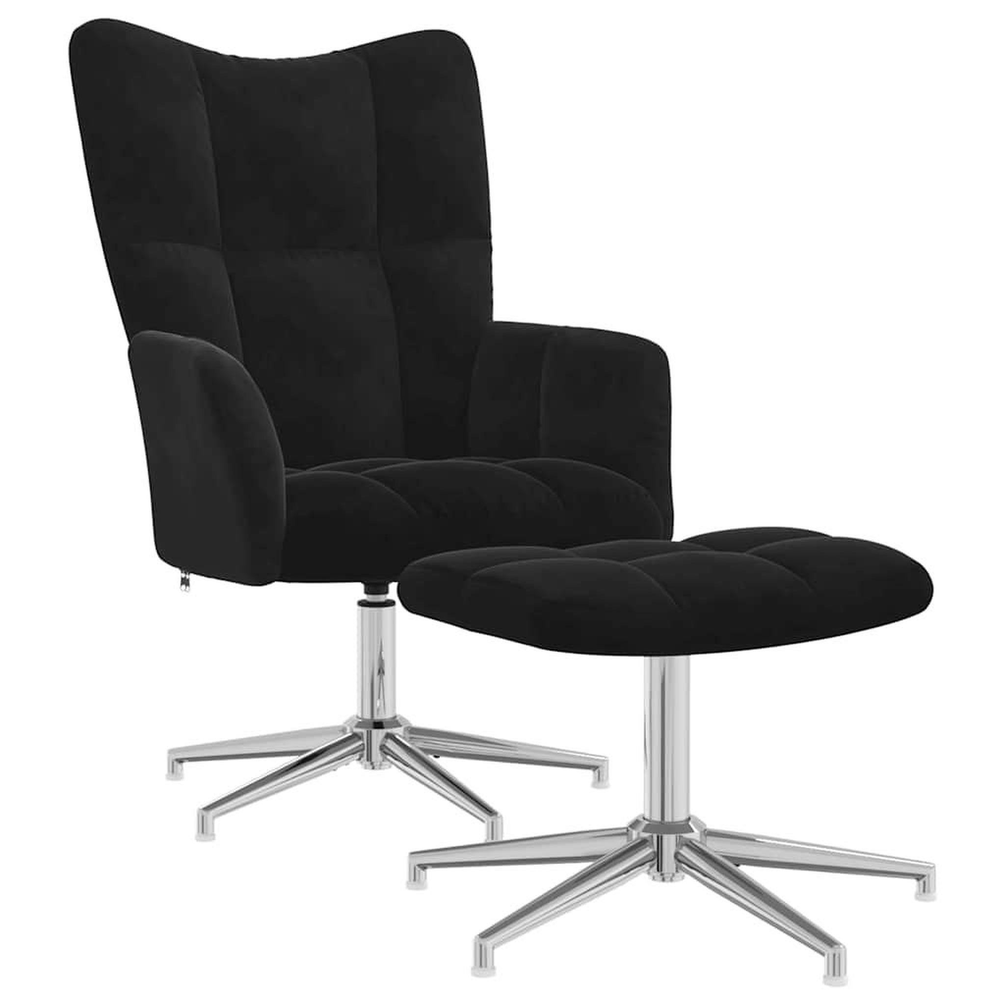 Voir la diapositive 2 : VIDAXL Chaise de relaxation avec tabouret Noir Velours