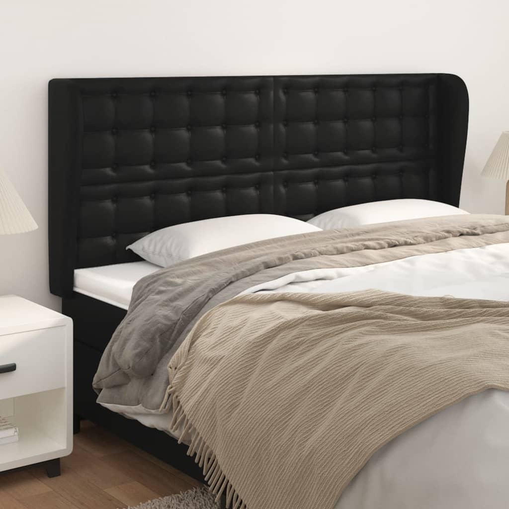 Voir la diapositive 1 : VIDAXL Tete de lit avec oreilles Noir 183x23x118/128 cm Similicuir