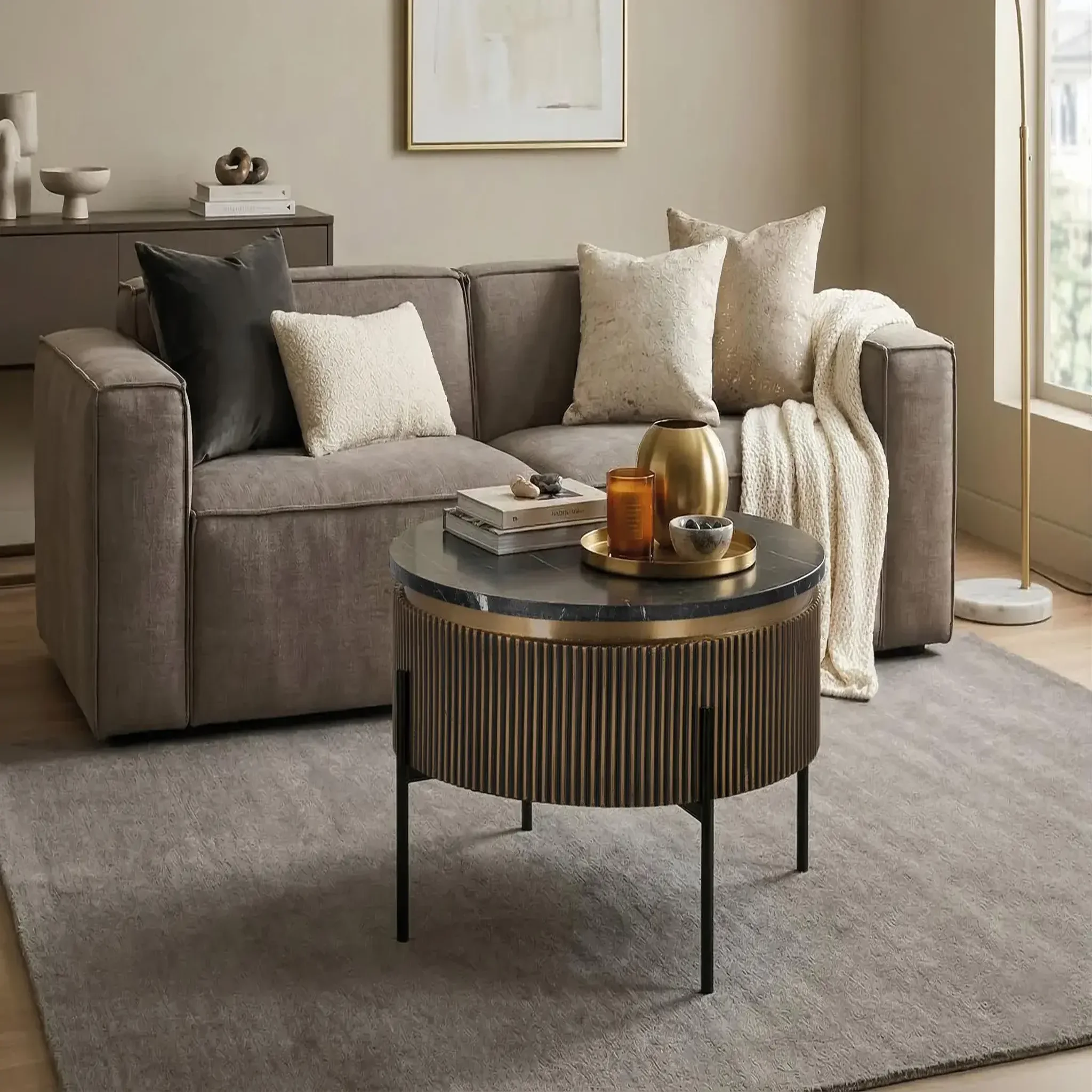 Voir la diapositive 2 : GINER Y COLOMER SL Table basse en marbre 70 cm style classique moderne