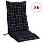 Voir la diapositive 2 : VIDAXL Coussins de chaise a dossier haut lot de 6 motif carreaux noir
