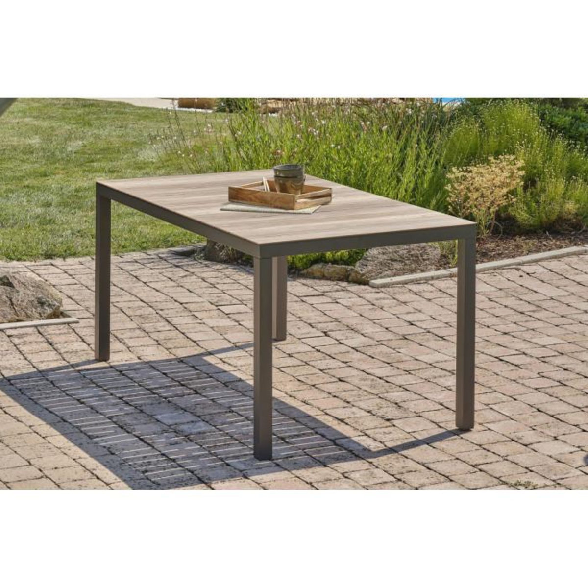 Paris Prix Table de Jardin Imitation Bois  Boston  150cm Gris Anthracite