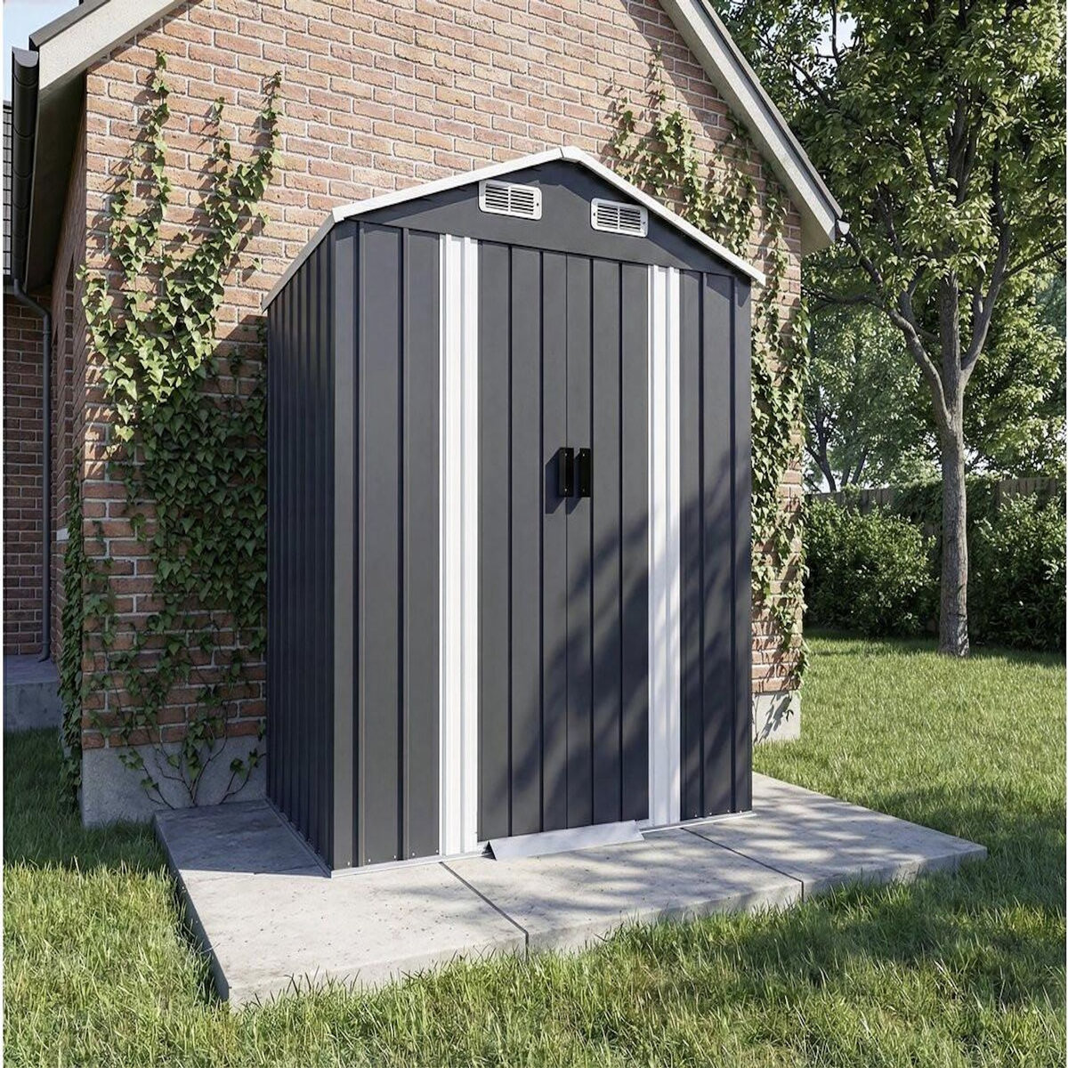 Habitat et Jardin Abri de jardin en métal avec porte coulissante  Boston  - 2,17 m² - Gris