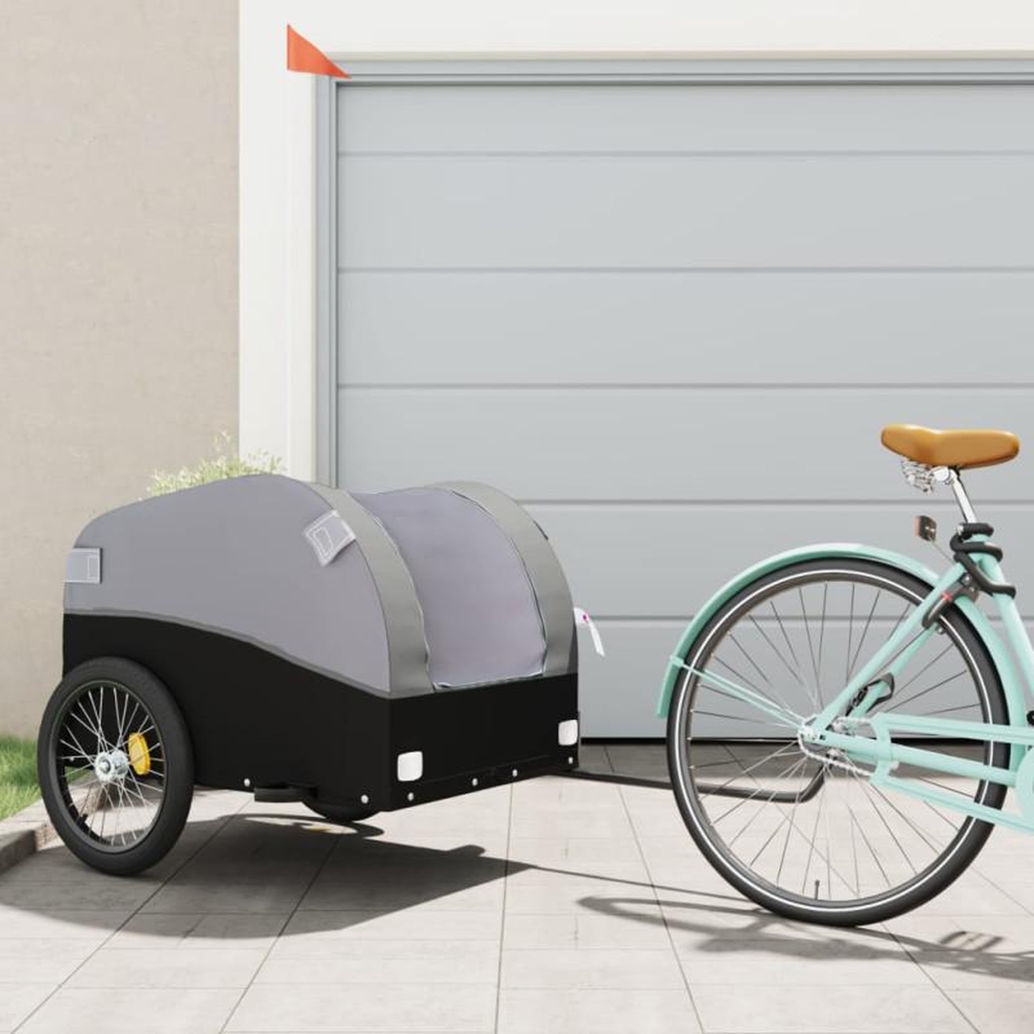 VIDAXL Remorque de vélo noir et gris 45 kg fer