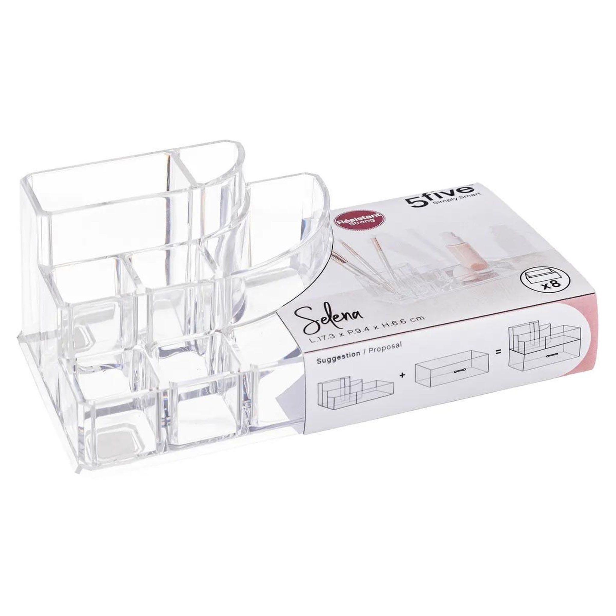 Voir la diapositive 2 : FIVE Organiseur pour cosmétiques  selena   17cm transparent