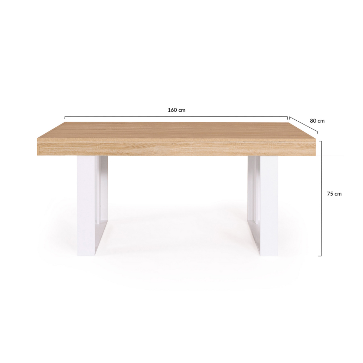 ID MARKET Table à manger extensible rectangle PHOENIX 4-8 personnes bois et blanc 160-200 cm