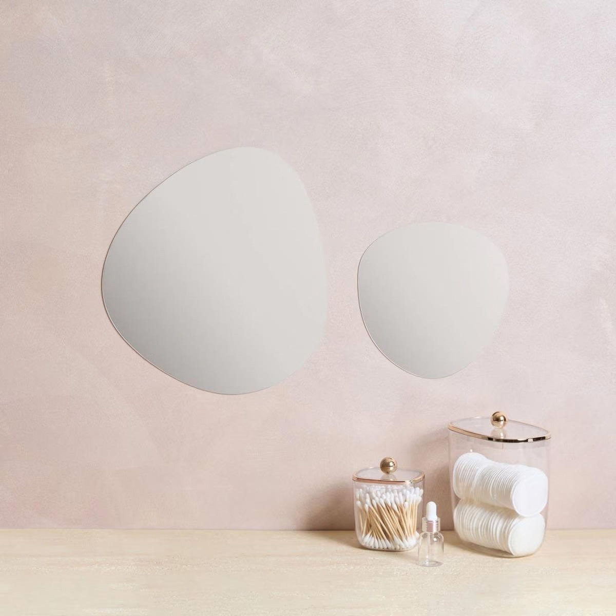 FIVE Lot de 2 Miroirs Adhésifs  Galet  30cm Blanc