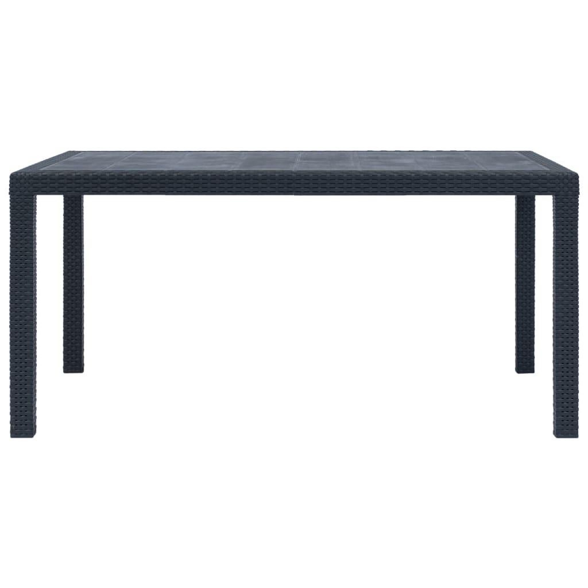 Voir la diapositive 2 : VIDAXL Table de jardin Anthracite 150x90x72 cm Plastique Aspect rotin
