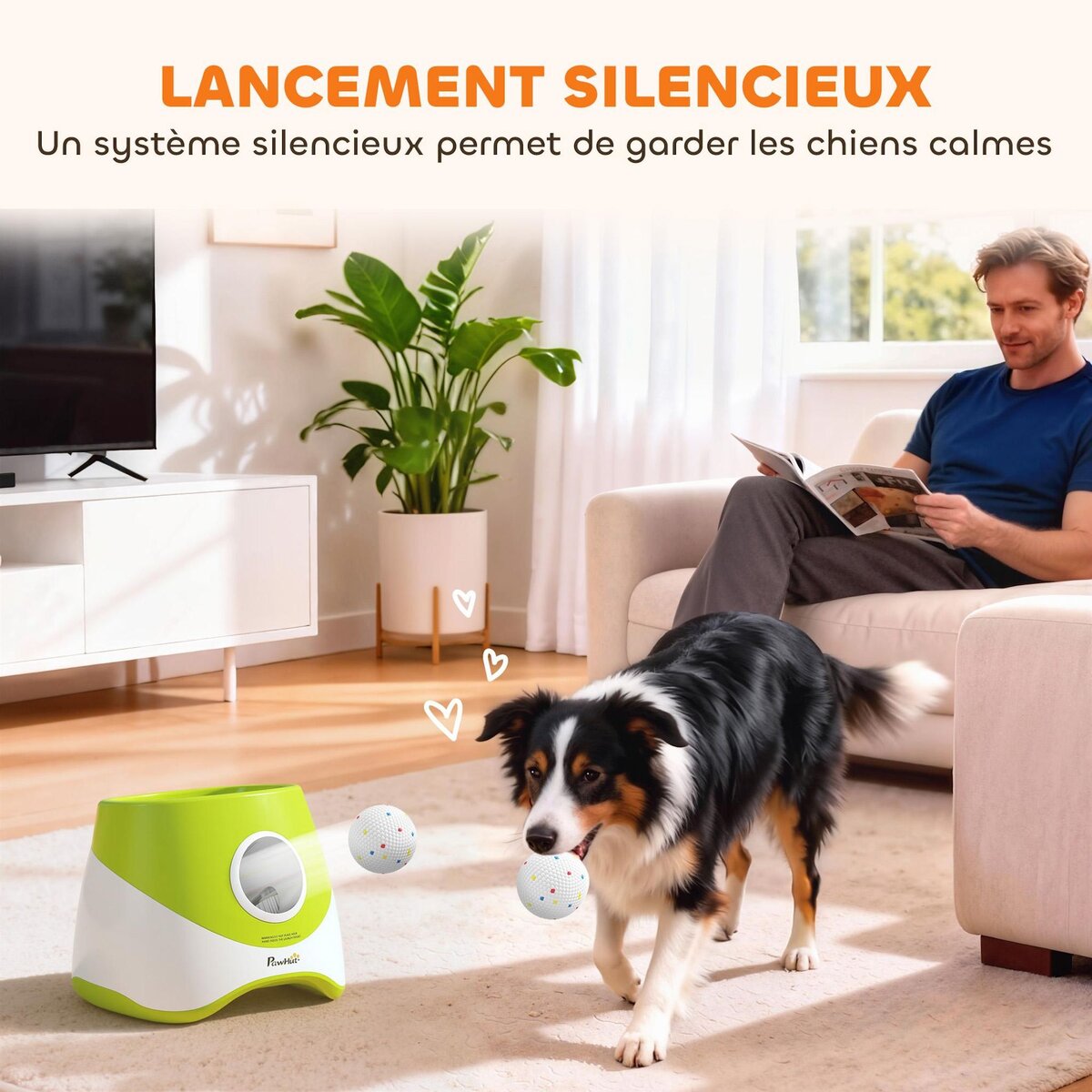 PAWHUT Lanceur de balles automatique pour chien 5 balles ETPU vert