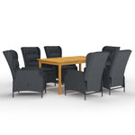 VIDAXL Ensemble a manger de jardin 7 pcs Gris fonce