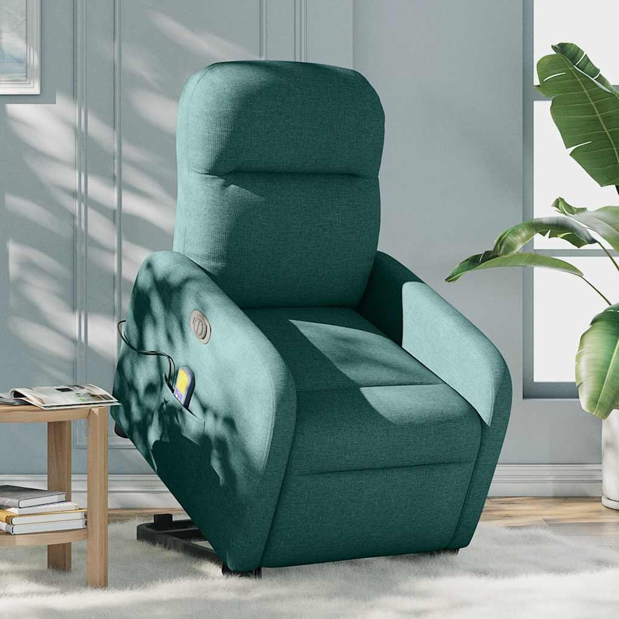 Voir la diapositive 2 : VIDAXL Fauteuil inclinable de massage electrique Vert fonce Tissu