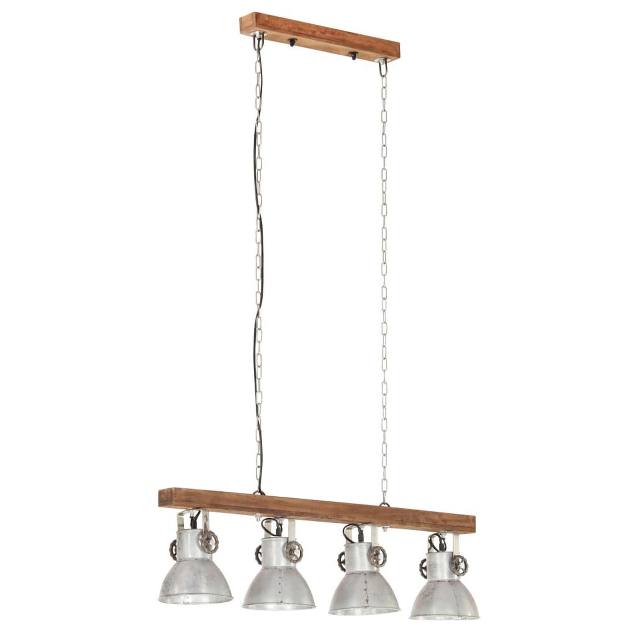Voir la diapositive 3 : VIDAXL Plafonnier industriel Argente E27 Bois de manguier