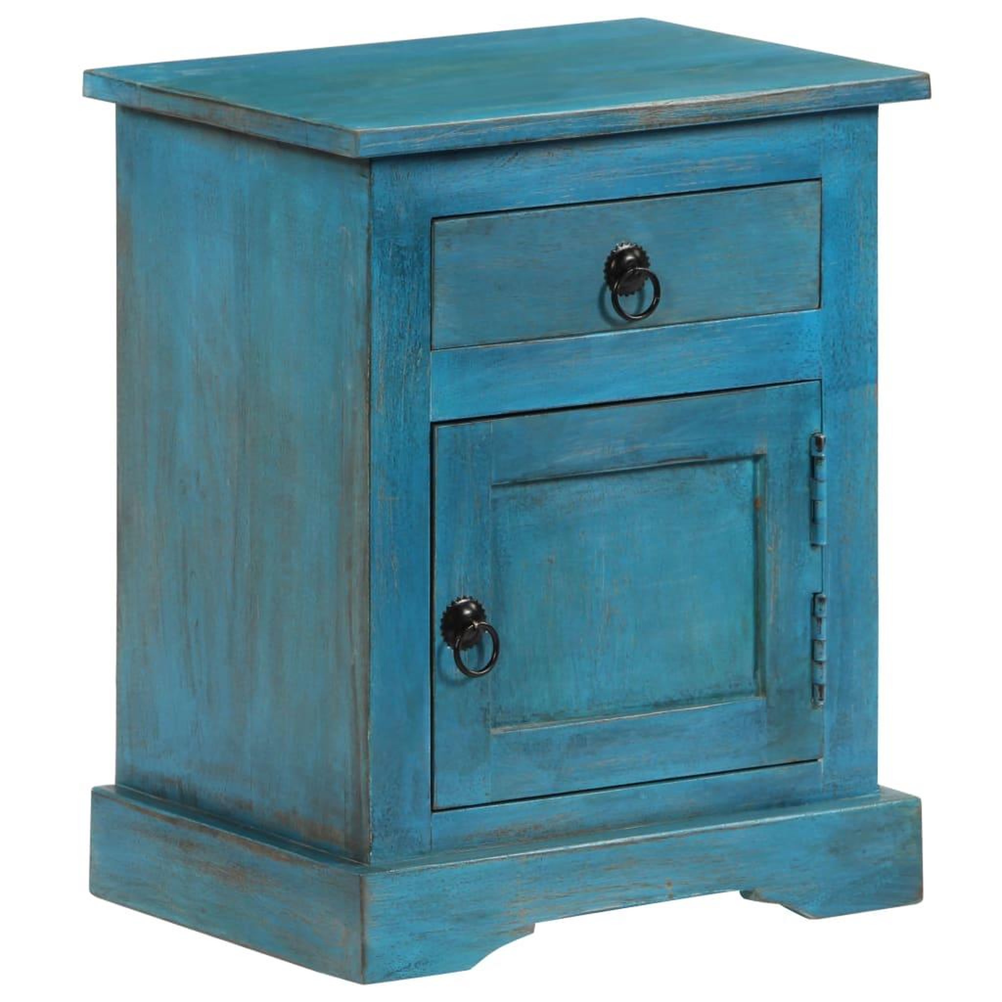Voir la diapositive 3 : VIDAXL Table de chevet bois de manguier massif 40x30x50 cm bleu