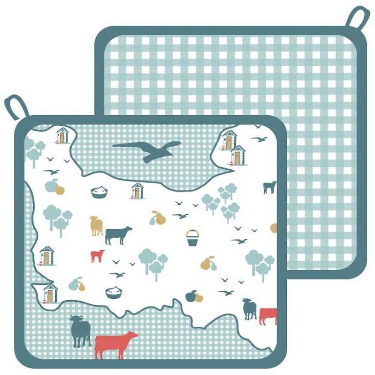 Les Ateliers du Linge Lot gant et manique 100% coton 185gsm cap normand