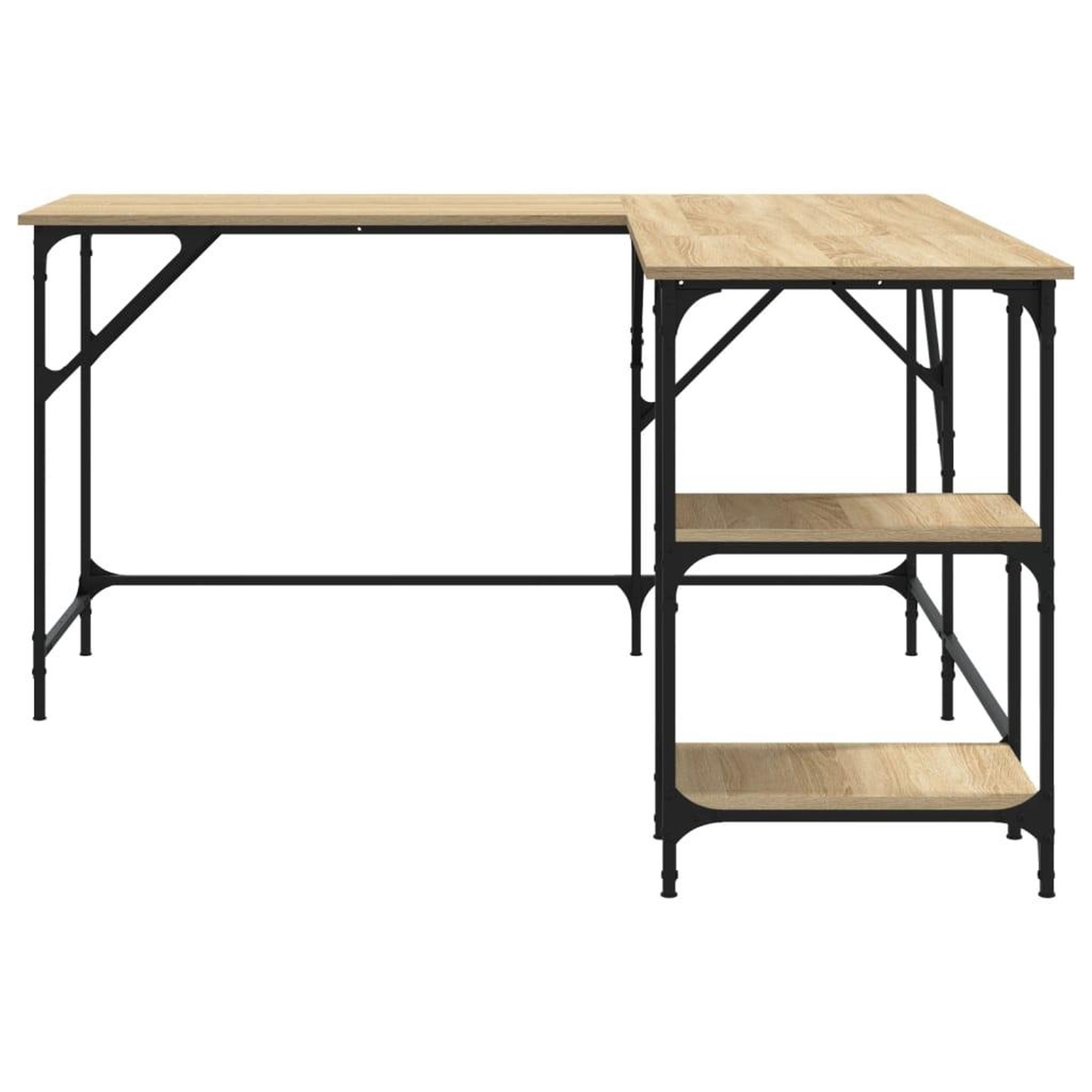 Voir la diapositive 5 : VIDAXL Bureau chene sonoma 139x139x75 cm bois d'ingenierie