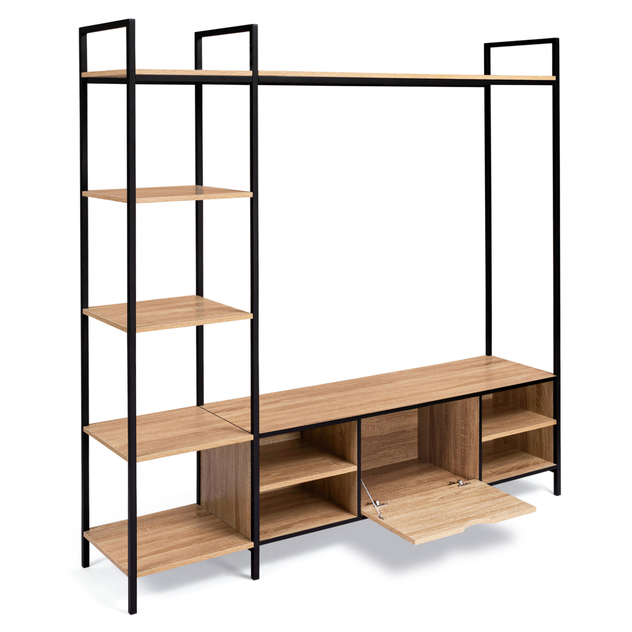Voir la diapositive 4 : ID MARKET Ensemble meuble tv 170 cm detroit avec étagères design industriel