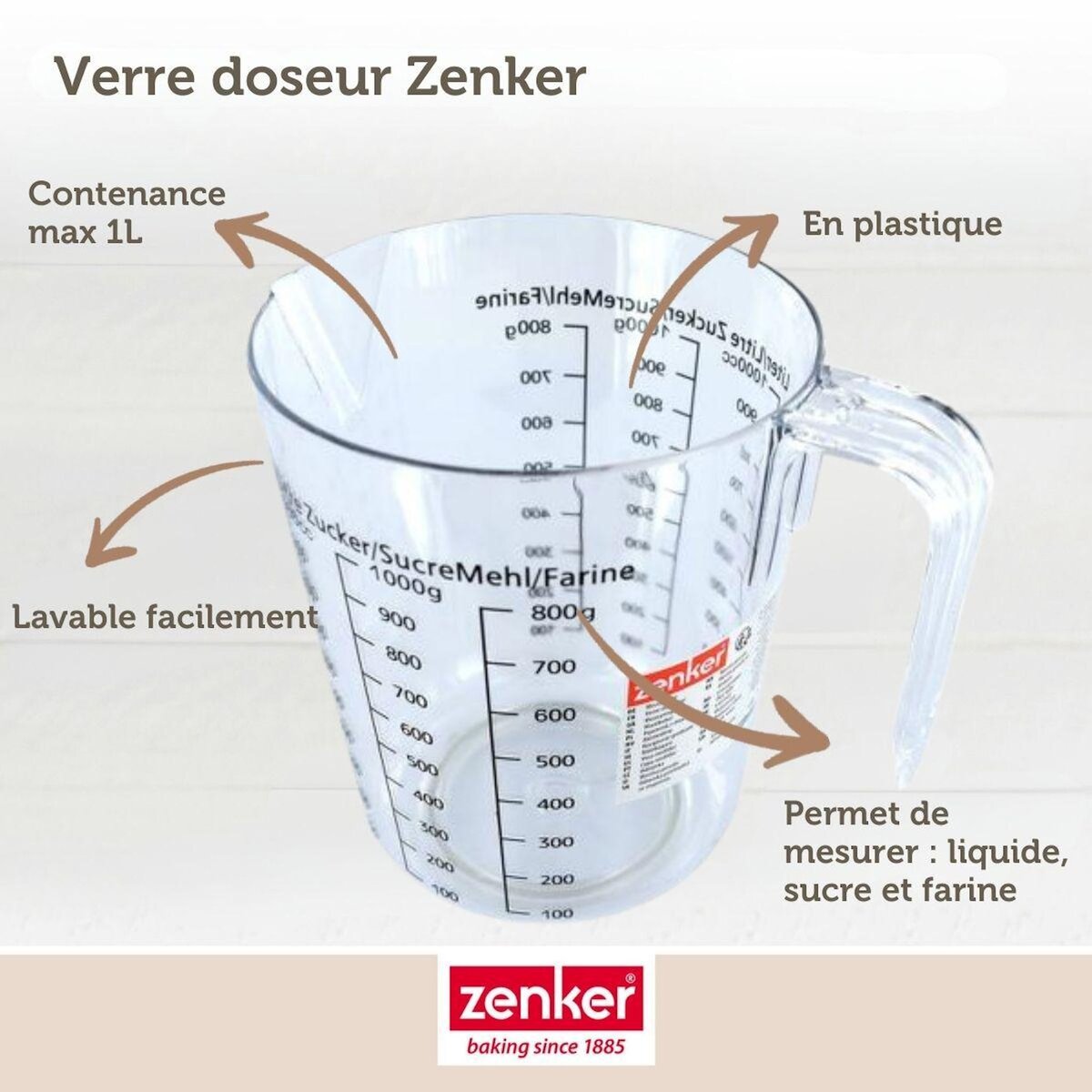 ZENKER Set pâtisserie avec moule à manqué de 26 cm acier, 2 bols à mixer, verre mesureur et spatule Zenker