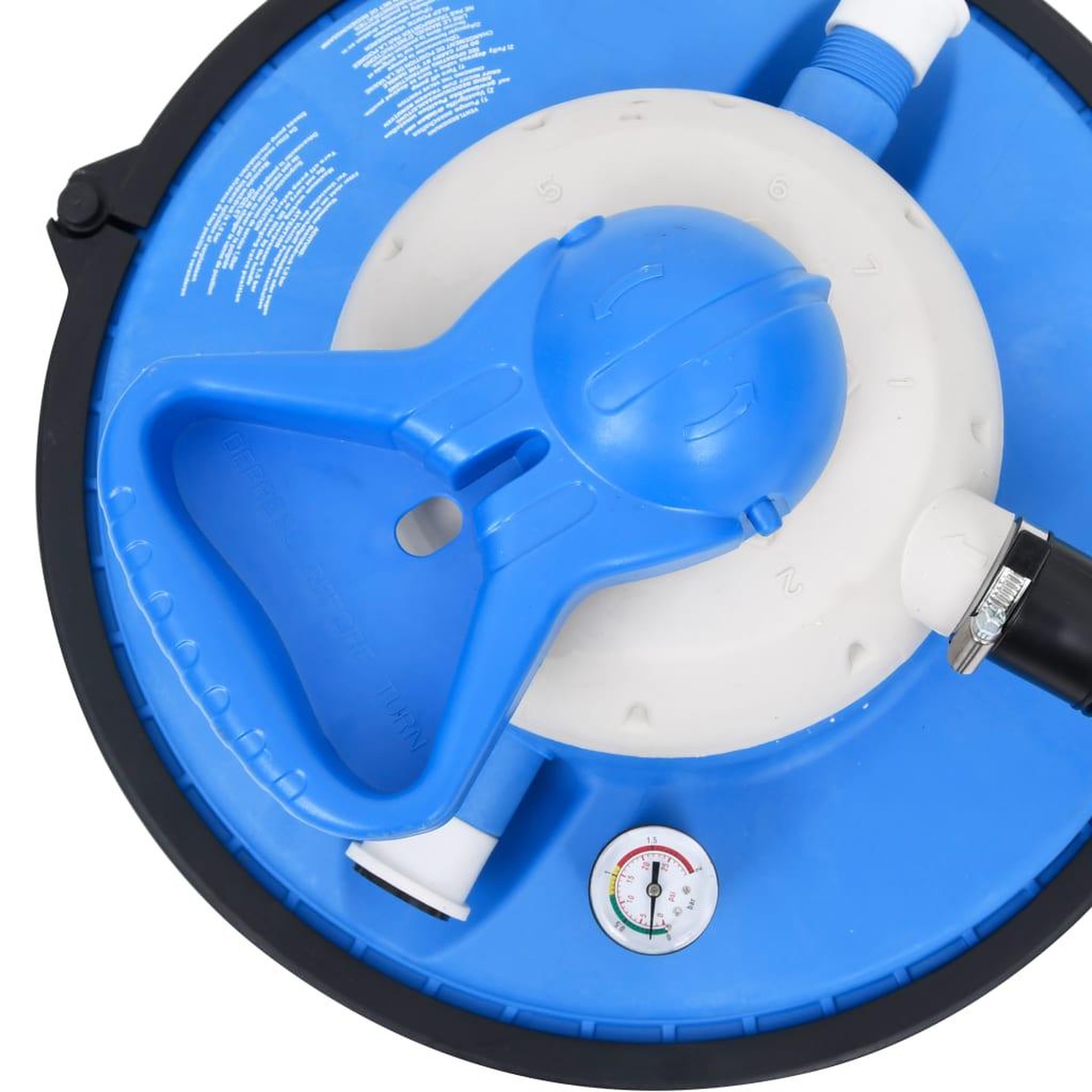 Voir la diapositive 4 : VIDAXL Pompe de filtration a sable Bleu et noir 385x620x432mm 200W 25L