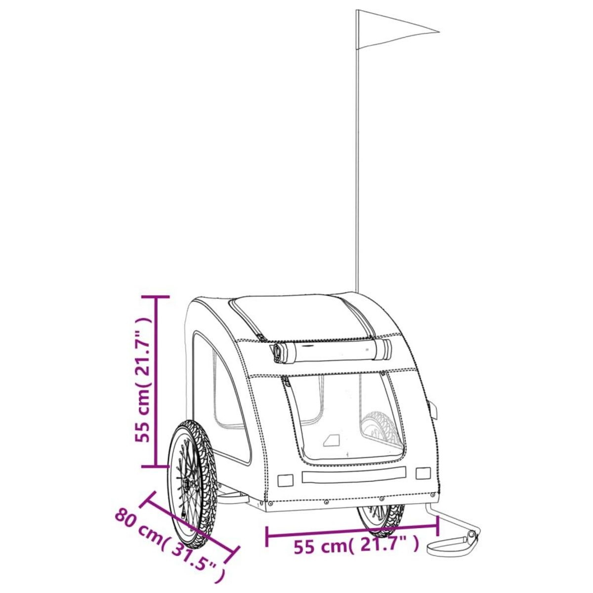 VIDAXL Remorque de velo pour animaux de compagnie gris