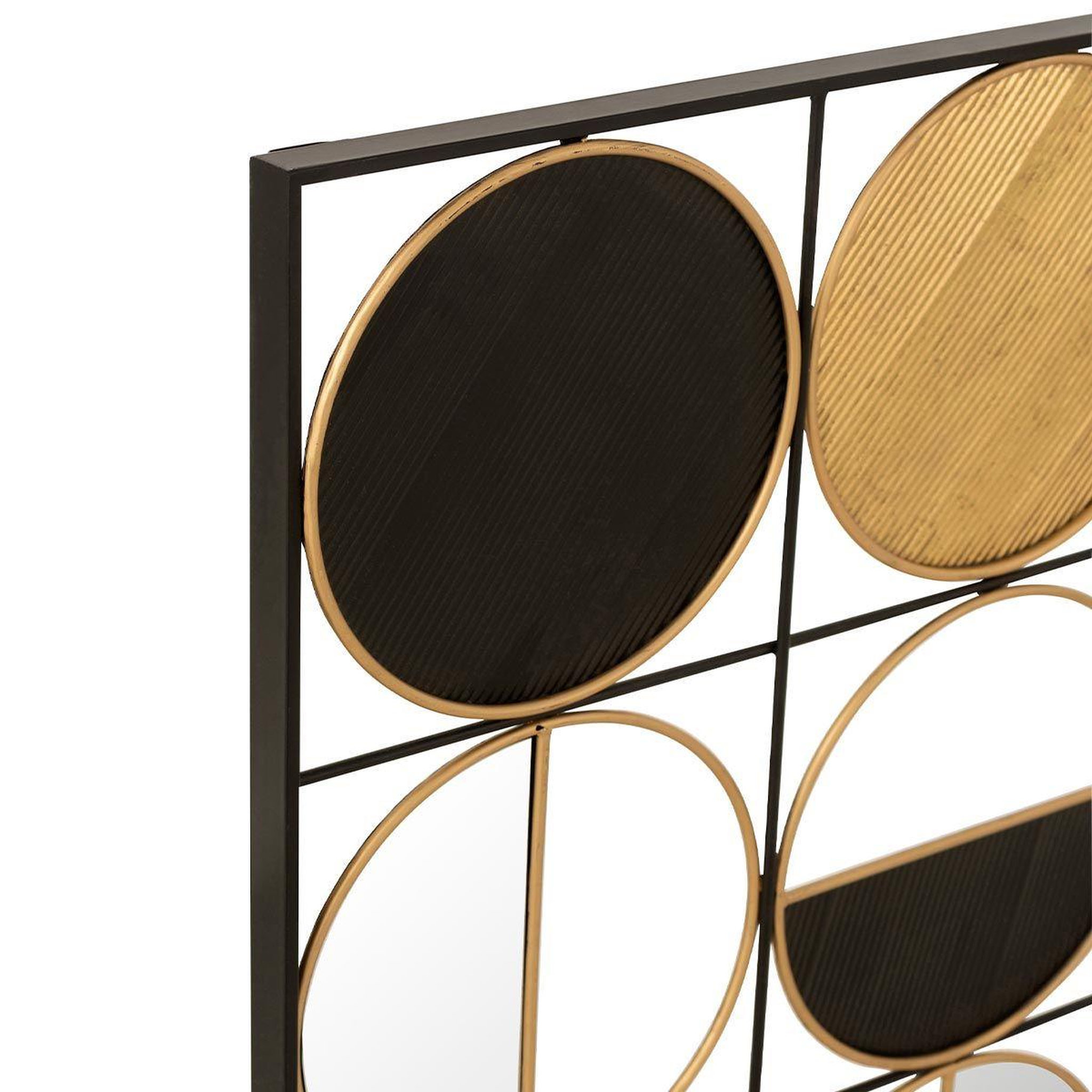 Voir la diapositive 3 : J-LINE Décoration murale en métal  ronds  101cm or & noir