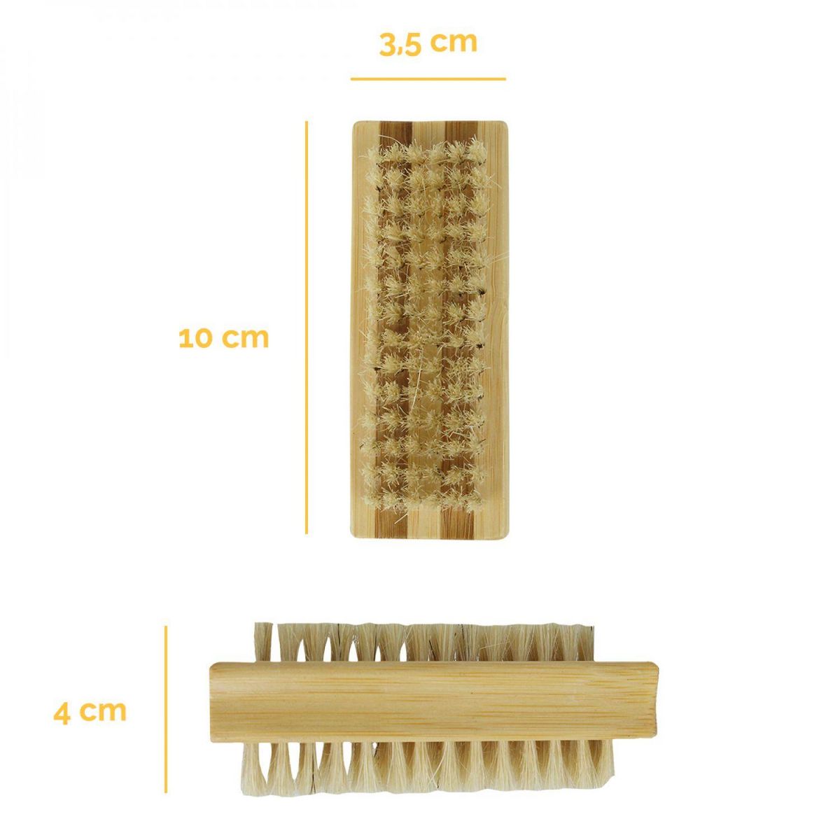 VIVEZEN Brosse à ongles 10 cm double face en bambou et poils de sanglier