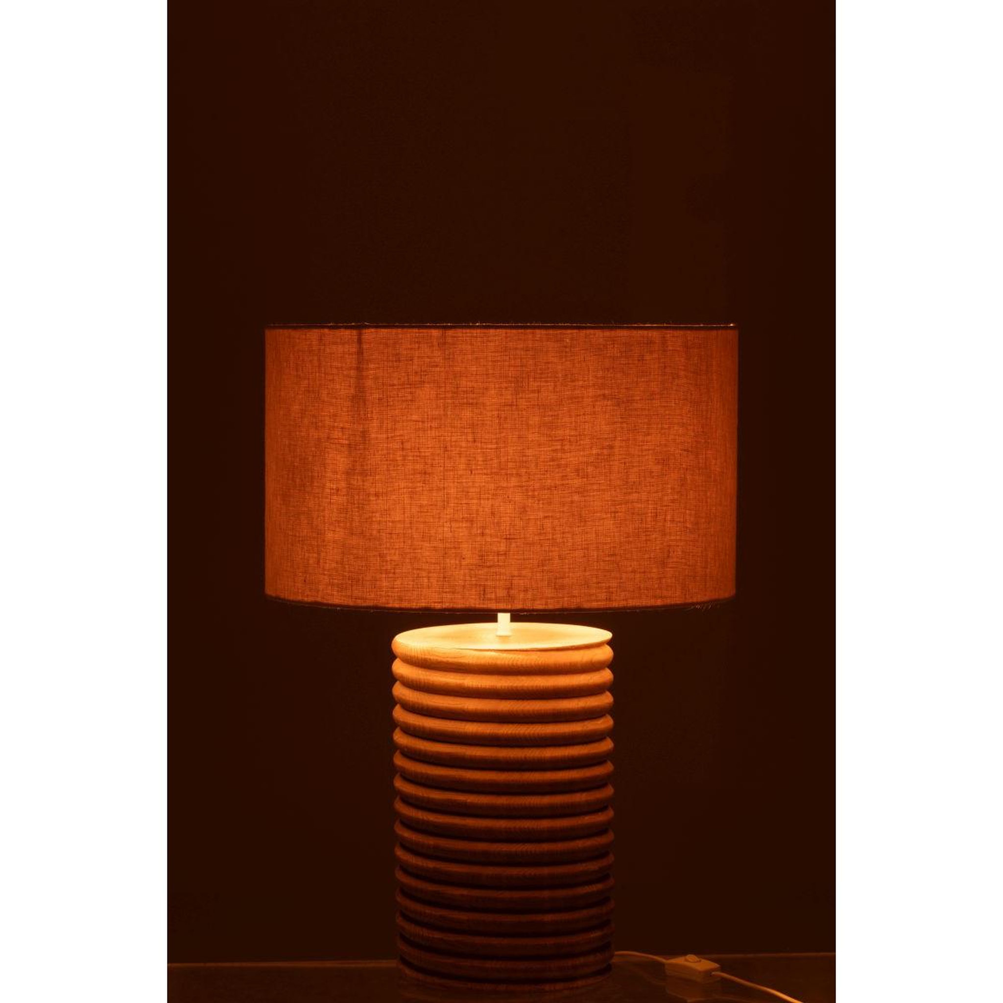 Voir la diapositive 3 : J-LINE Lampe à poser filetage en bois  ailanthus  70cm naturel