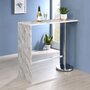 IDIMEX Table haute de bar RICARDO mange-debout comptoir piètement métal chromé, plateau en MDF décor marbre gris