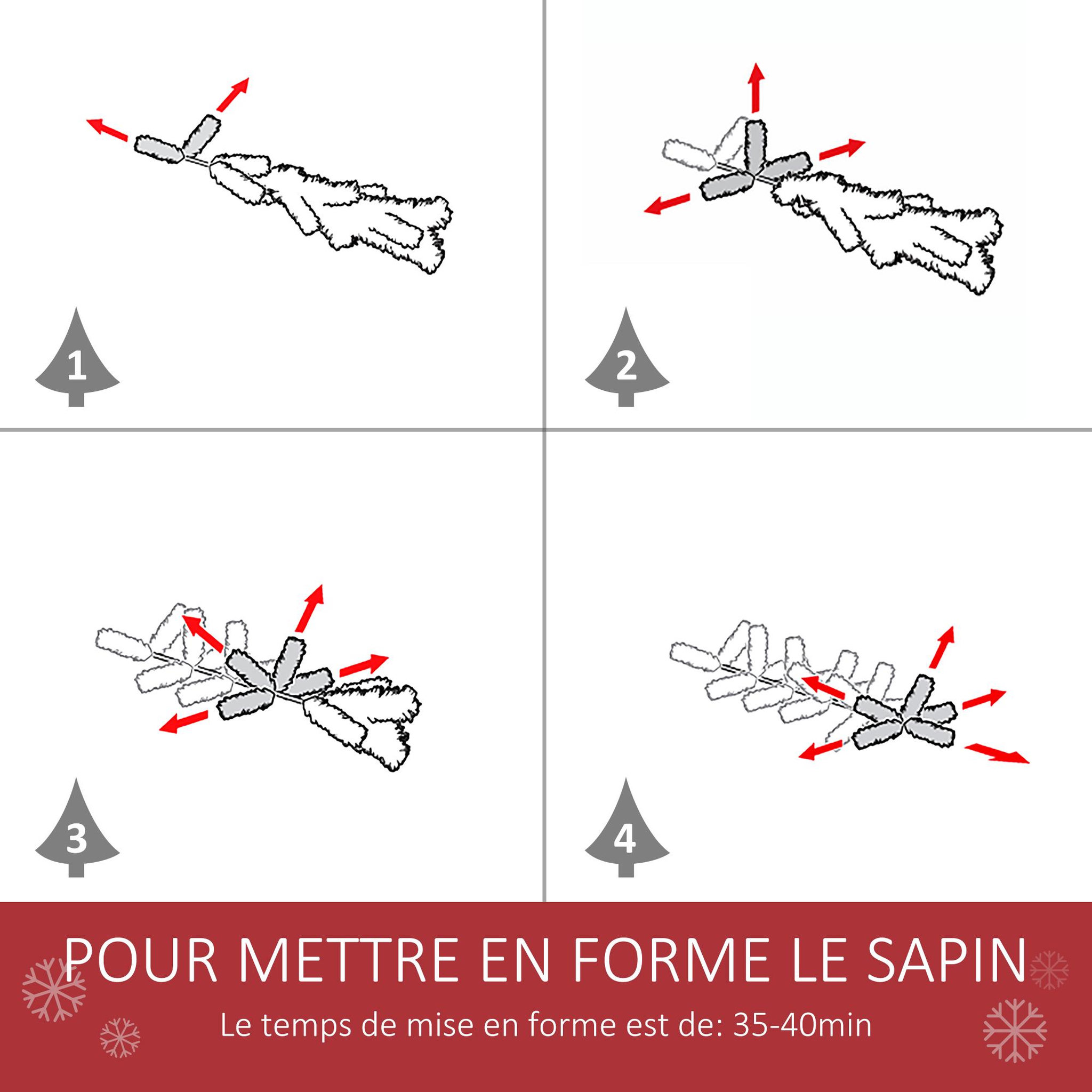 Voir la diapositive 5 : HOMCOM Sapin de noël artificiel ø 120 x 240h cm 1499 branches épines imitation nordmann grand réalisme vert