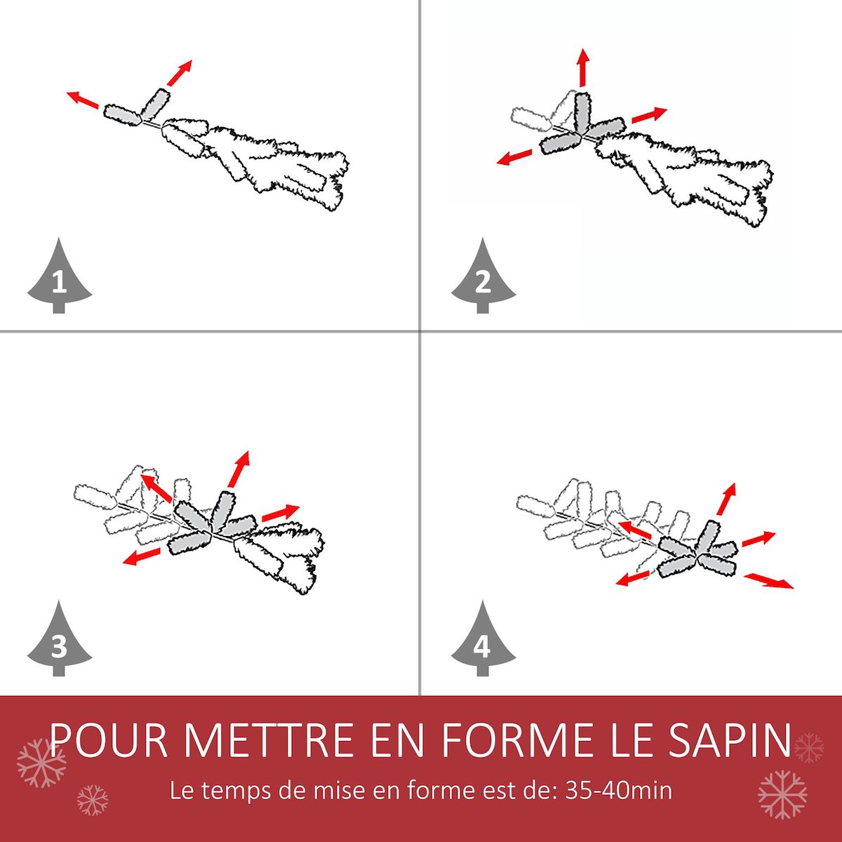 HOMCOM Sapin de Noël artificiel Ø 120 x 240H cm 1499 branches épines imitation Nordmann grand réalisme vert