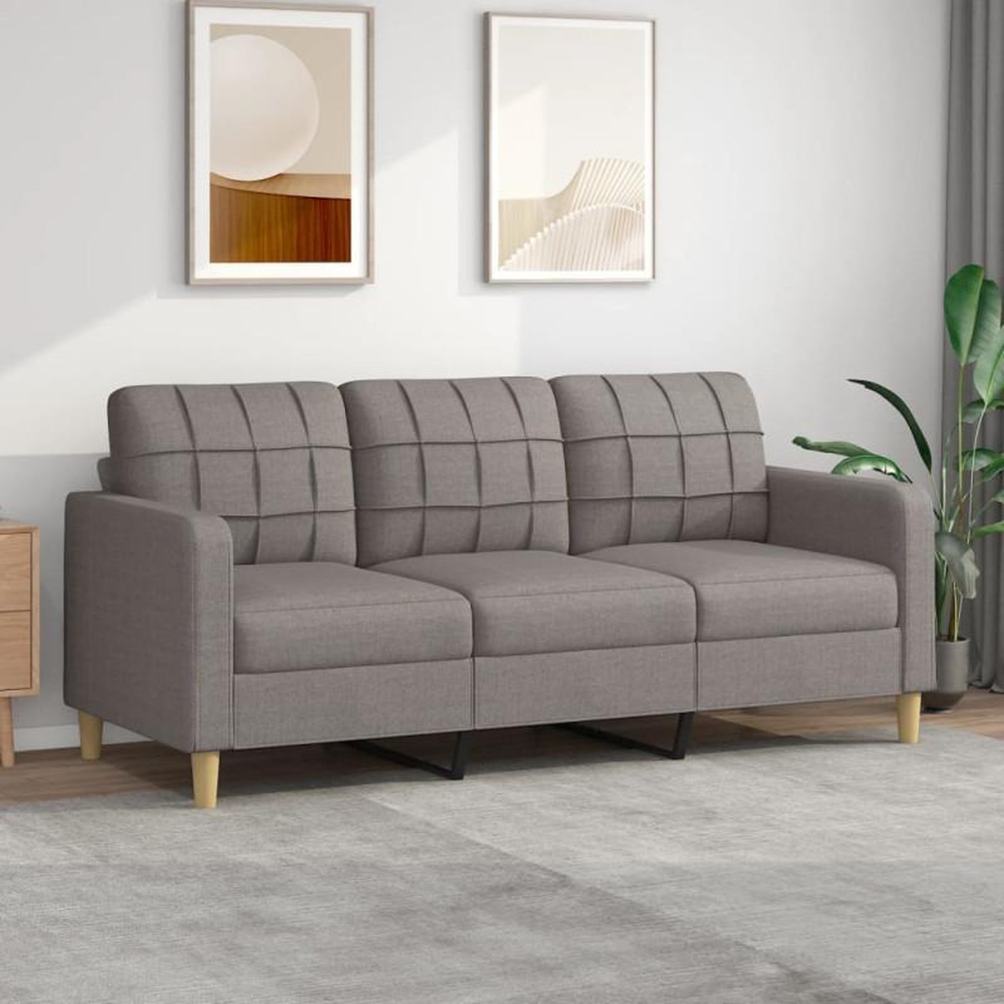 VIDAXL Canapé à 3 places Taupe 180 cm Tissu