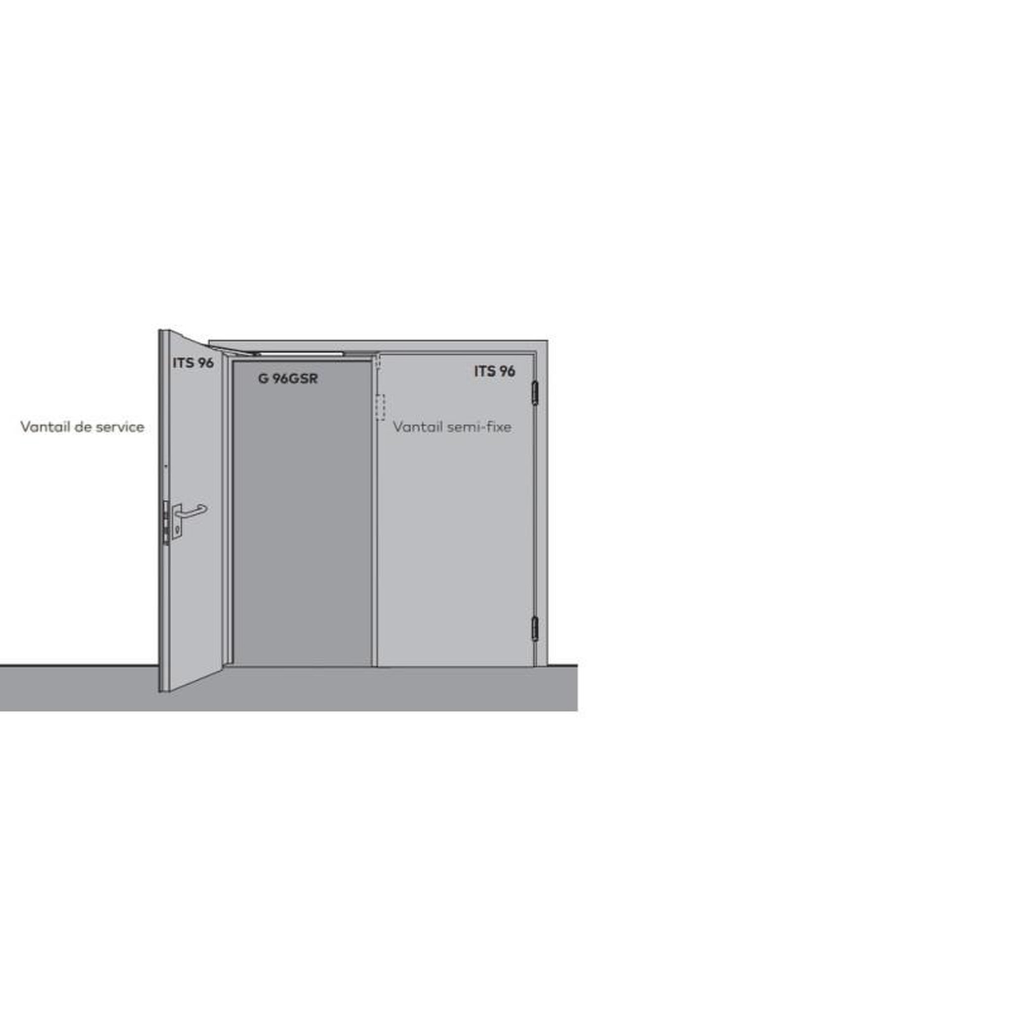 Voir la diapositive 2 : DORMA Kit bandeau à encastrer G96 GSR SUP 700 mm DORMA 52001801