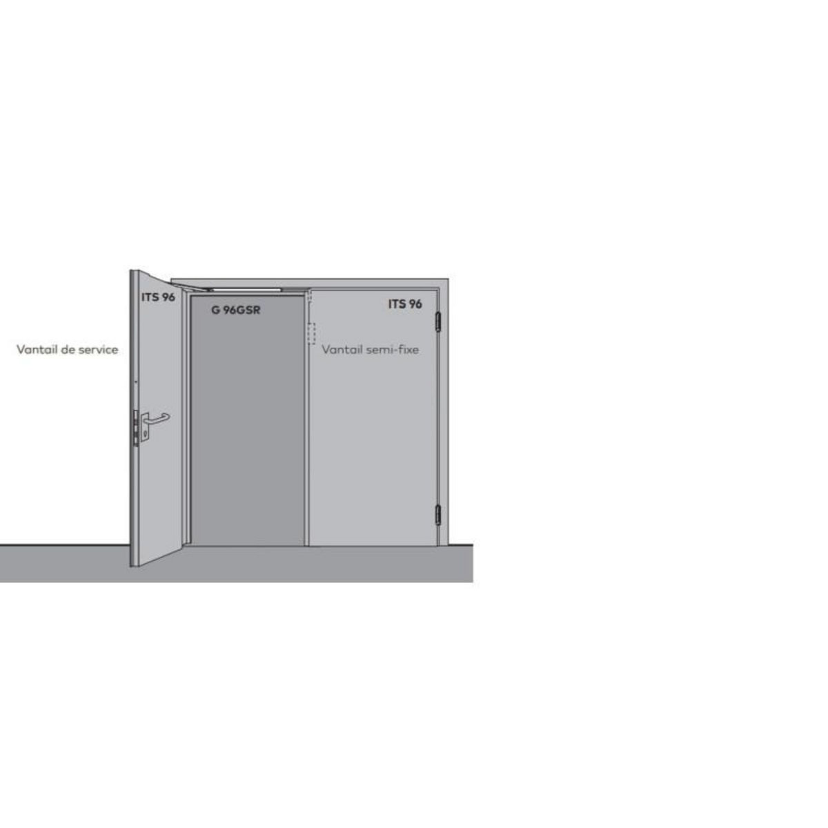 DORMA Kit bandeau à encastrer G96 GSR SUP 700 mm DORMA 52001801
