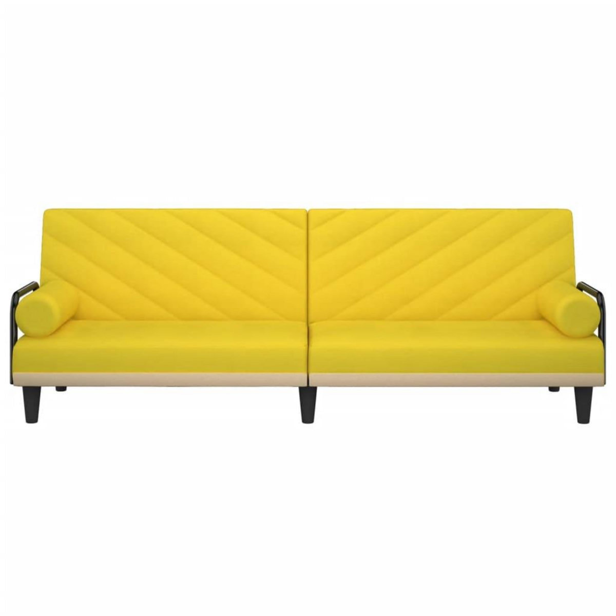 VIDAXL Canape-lit avec accoudoirs jaune clair tissu